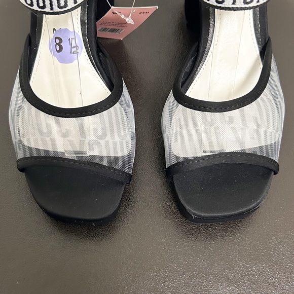 Juicy Couture Black White Gramercy Mesh Open Toe Straps Platform Block Heels 8.5 - Picture 5 of 11